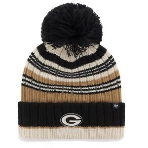 NFL Women's Natural Green Bay Packers Barista Cuffed Knit Hat with Pom NWT